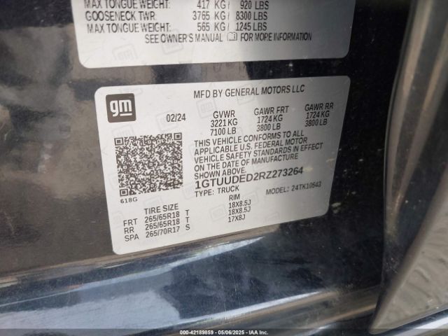 1GTUUDED2RZ273264 GMC Sierra 1500 4wd  Short Box Slt