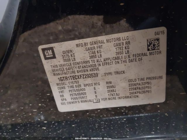 1GTR1TECXFZ292639 GMC SIERRA 1500