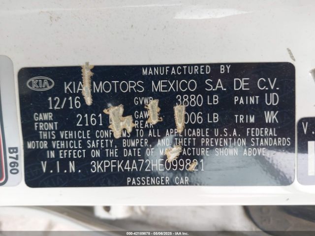 3KPFK4A72HE099821 KIA FORTE LX