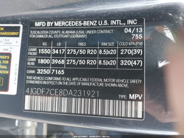 2013 MERCEDES-BENZ GL 450 4JGDF7CE8DA231921 Photo 8