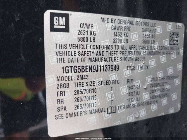 1GTG5BEN9J1137949 GMC Canyon