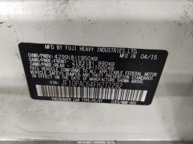 JF1GPAC64FH272292 Subaru Impreza 2.0i Premium