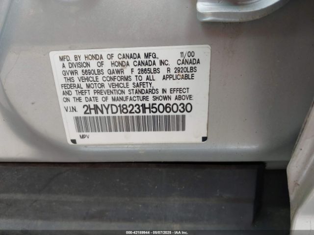 2001 ACURA MDX 2HNYD18231H506030 Photo 8