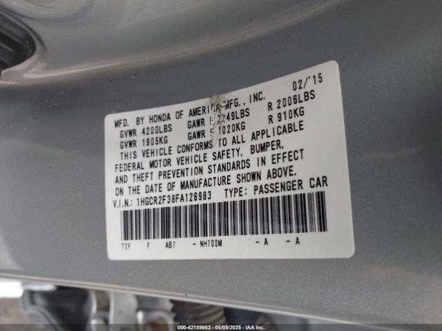 1HGCR2F38FA126983 Honda ACCORD LX