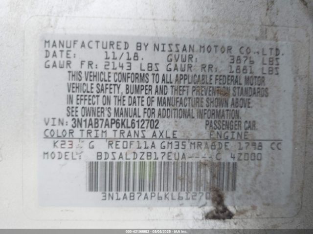 2019 NISSAN SENTRA 3N1AB7AP6KL612702 Photo 8