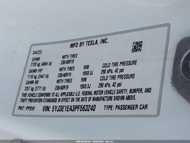 2023 TESLA MODEL 3 5YJ3E1EA3PF563240 Photo 8