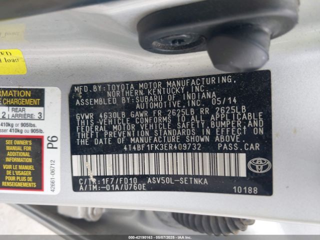 4T4BF1FK3ER409732 Toyota CAMRY LE