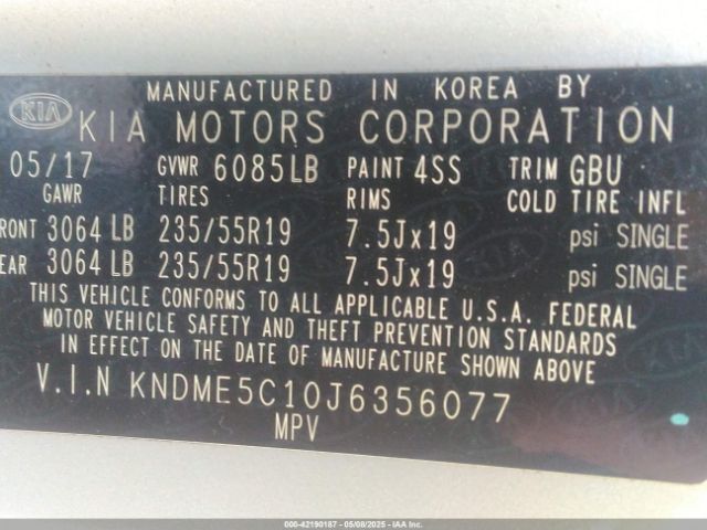 KNDME5C10J6356077 KIA Sedona Sx Limited