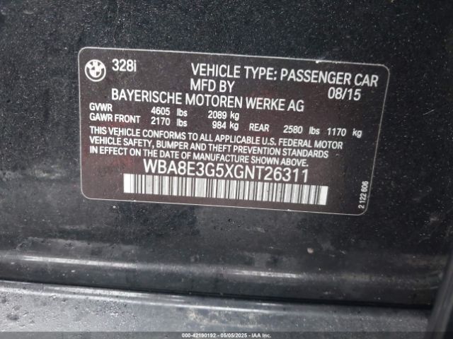 WBA8E3G5XGNT26311 BMW 328i Xdrive