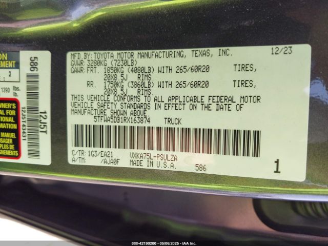 5TFWA5DB1RX163874 Toyota Tundra Limited 4wd