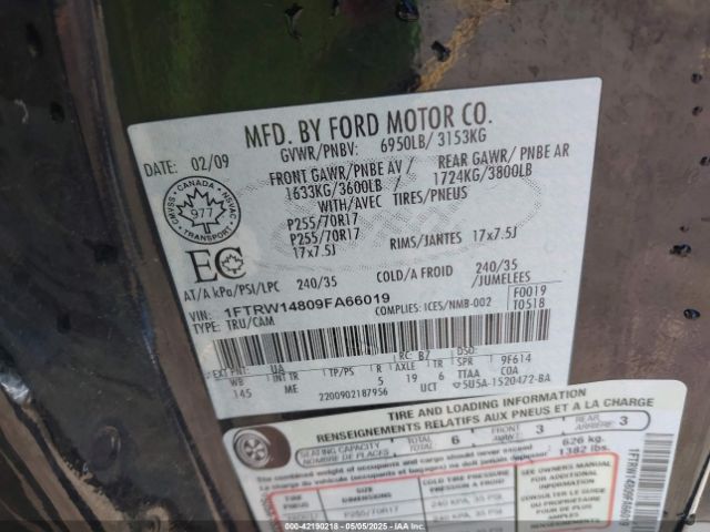 2009 FORD F-150 1FTRW14809FA66019 Photo 8