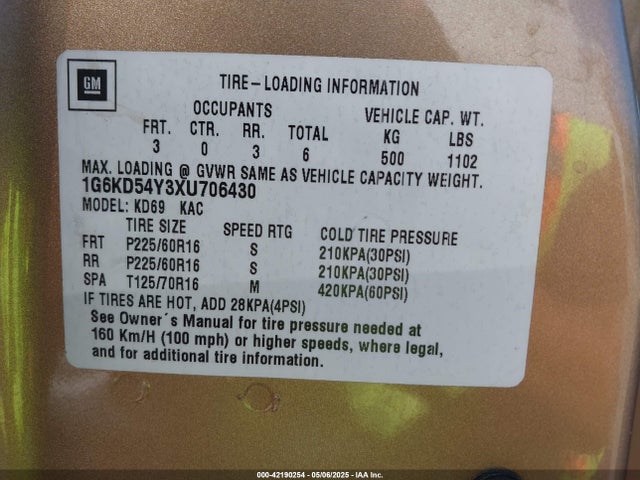 1999 CADILLAC DEVILLE 1G6KD54Y3XU706430 Photo 8