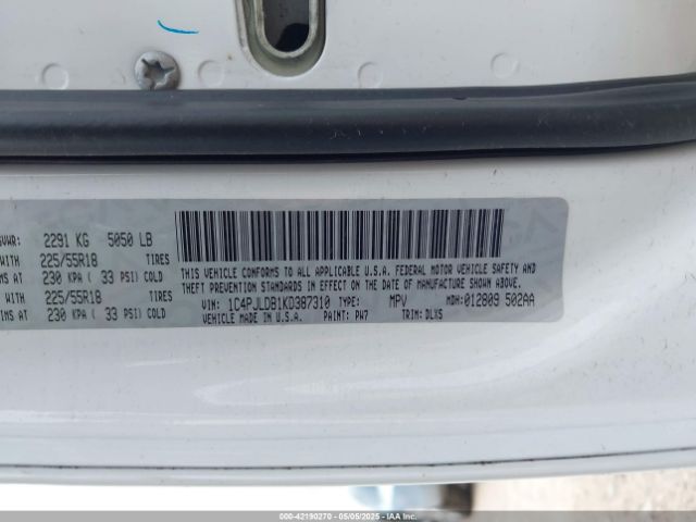1C4PJLDB1KD387310 Jeep Cherokee Limited Fwd