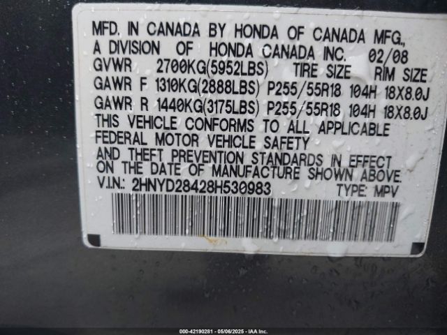 2008 ACURA MDX 2HNYD28428H530983 Photo 8