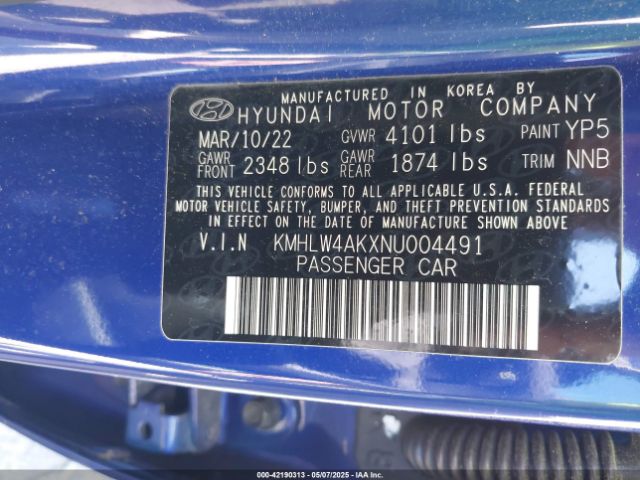 KMHLW4AKXNU004491 Hyundai ELANTRA N