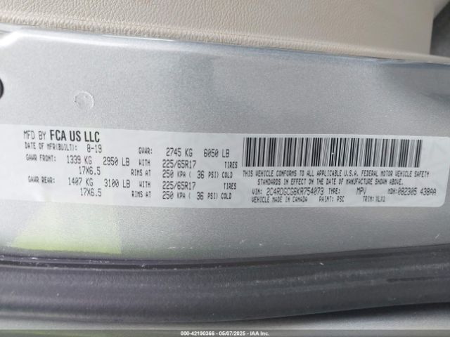 2C4RDGCG6KR754073 Dodge Grand Caravan Sxt