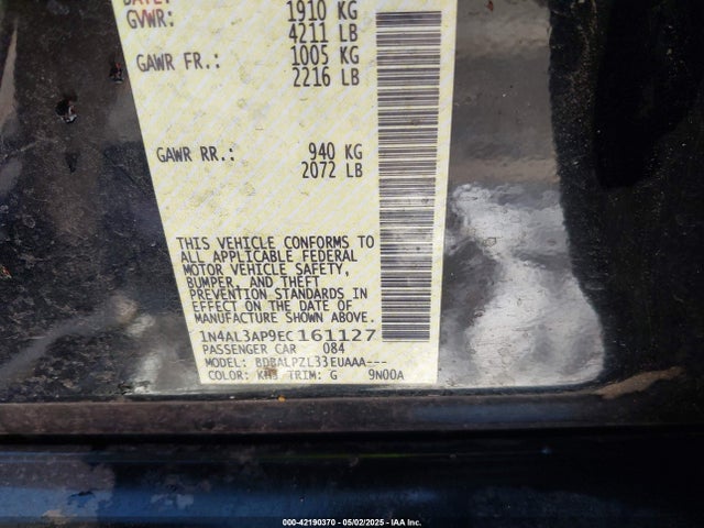 1N4AL3AP9EC161127 Nissan ALTIMA 2.5