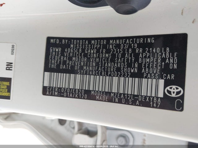 5YFT4RCE8LP002232 Toyota m20-fks