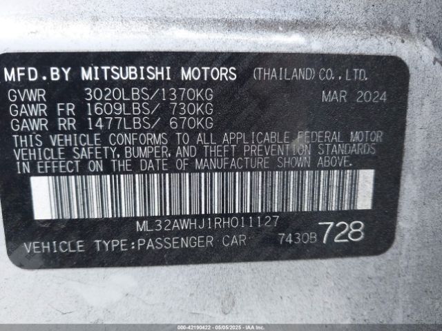 2024 MITSUBISHI MIRAGE ML32AWHJ1RH011127 Photo 8