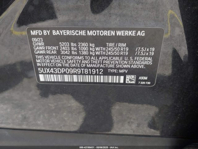 5UX43DP09R9T81912 BMW X3 Sdrive30i