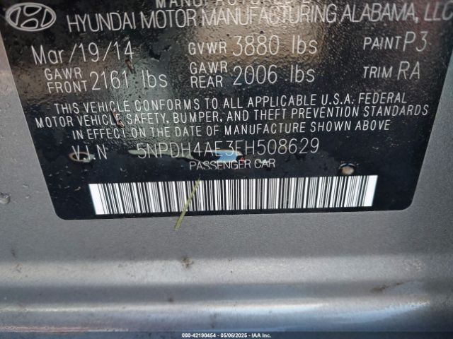 5NPDH4AE3EH508629 Hyundai Elantra Limited