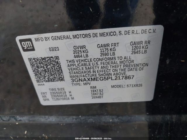 3GNAXMEG5PL217867 Chevrolet Equinox Fwd Rs