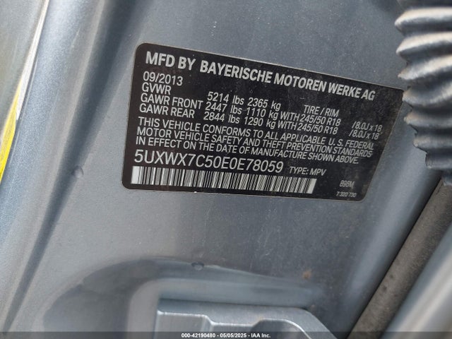 Продажа на аукционе авто 2014 Bmw X3 Xdrive35i, vin: 5UXWX7C50E0E78059, номер лота: 42190480