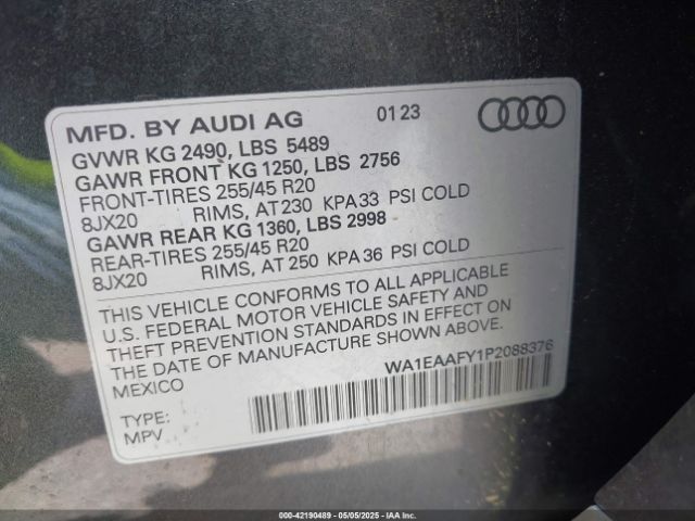 2023 AUDI Q5 WA1EAAFY1P2088376 Photo 8