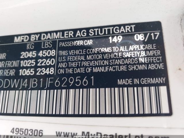 WDDWJ4JB1JF629561 Mercedes-Benz C 300