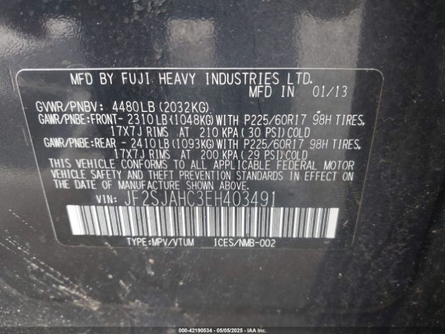 JF2SJAHC3EH403491 Subaru Forester 2.5i Limited
