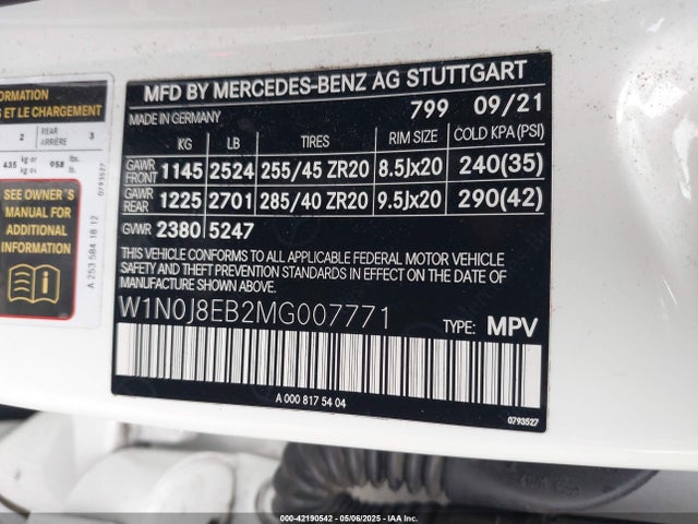 W1N0J8EB2MG007771 Mercedes-Benz m264