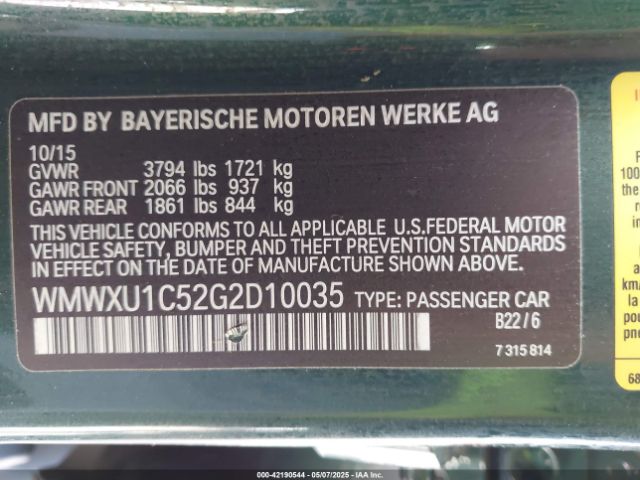 2016 MINI HARDTOP WMWXU1C52G2D10035 Photo 8