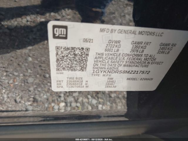 1GYKNDRS8MZ217572 Cadillac Xt5 Premium Luxury