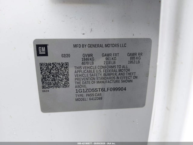 1G1ZD5ST6LF099904 Chevrolet Malibu Fwd Lt