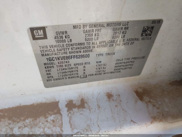 1GC1KVE86FF628600 Chevrolet Silverado 2500hd Lt