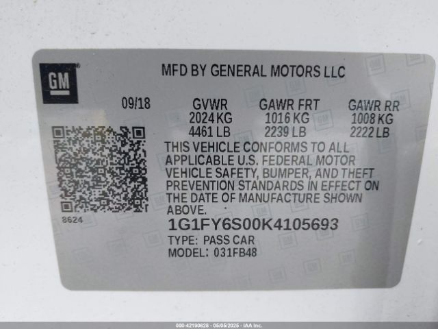 1G1FY6S00K4105693 Chevrolet BOLT EV LT