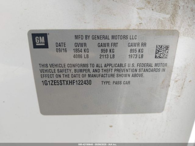 2017 CHEVROLET MALIBU 1G1ZE5STXHF122430 Photo 8