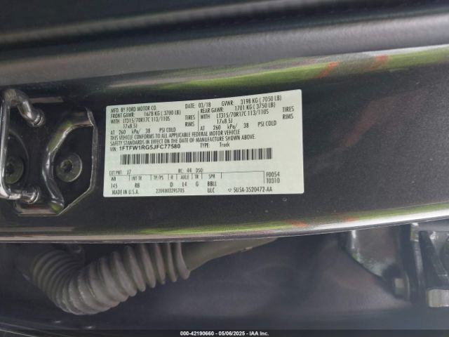 1FTFW1RG5JFC77580 Ford F-150 Raptor
