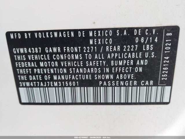 3VW4T7AJ7EM315601 Volkswagen Jetta Gli Edition 30