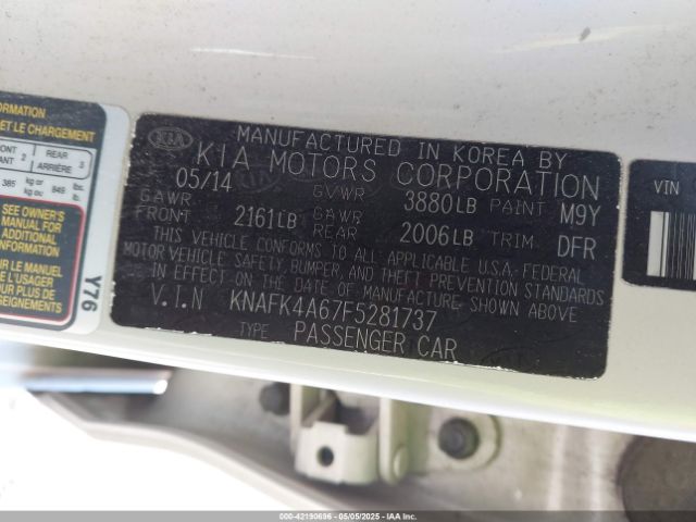 KNAFK4A67F5281737 KIA FORTE LX