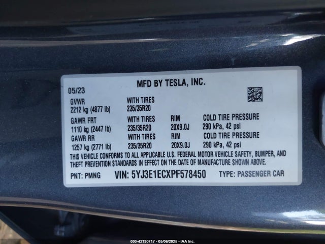 2023 TESLA MODEL 3 5YJ3E1ECXPF578450 Photo 8