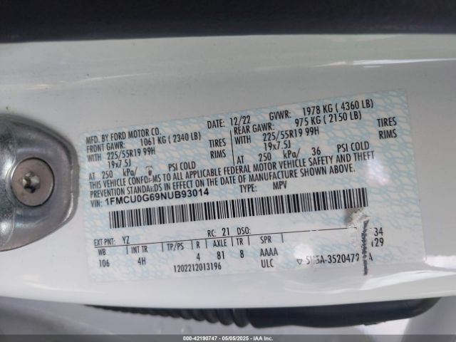 2022 FORD ESCAPE 1FMCU0G69NUB93014 Photo 8