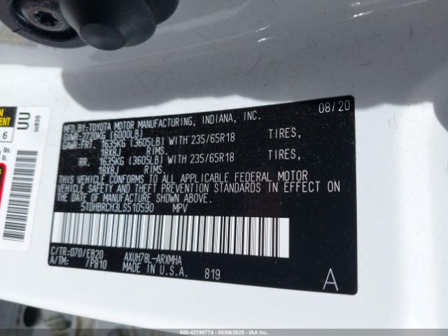 5TDHBRCH3LS510590 Toyota Highlander Hybrid Xle