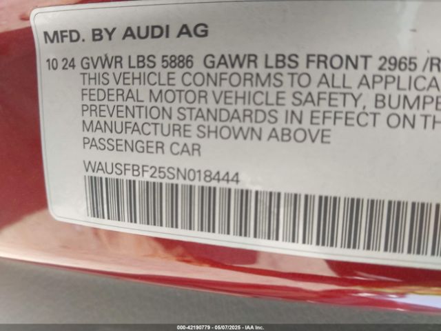 2025 AUDI S7 SPORTBACK WAUSFBF25SN018444 Photo 8