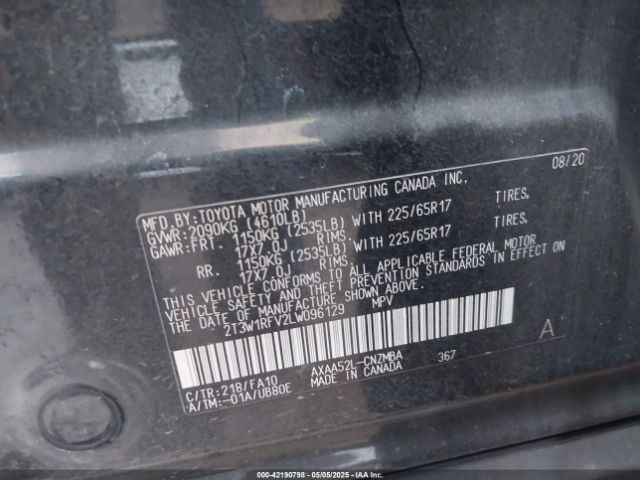 2T3W1RFV2LW096129 Toyota Rav4 Xle