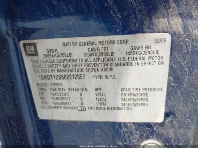 2006 CHEVROLET TRAILBLAZER 1GNDT13S662272357 Photo 8