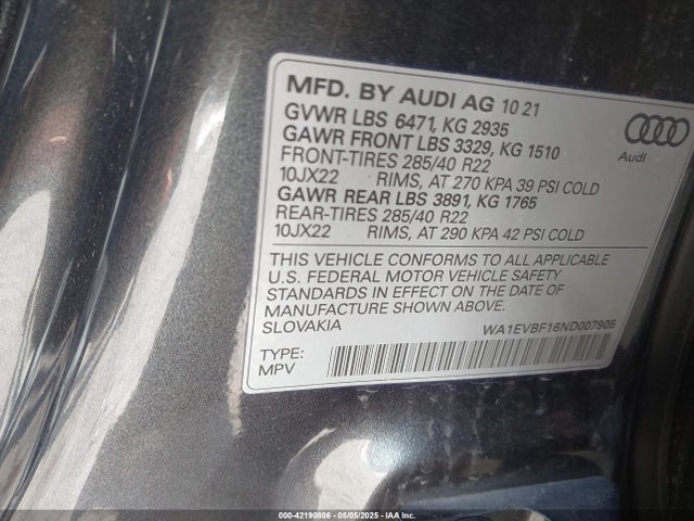 2022 AUDI Q8 WA1EVBF16ND007905 Photo 8