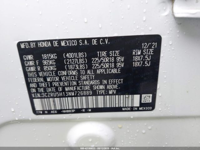 3CZRU5H13NM726889 Honda Hr-v 2wd Sport
