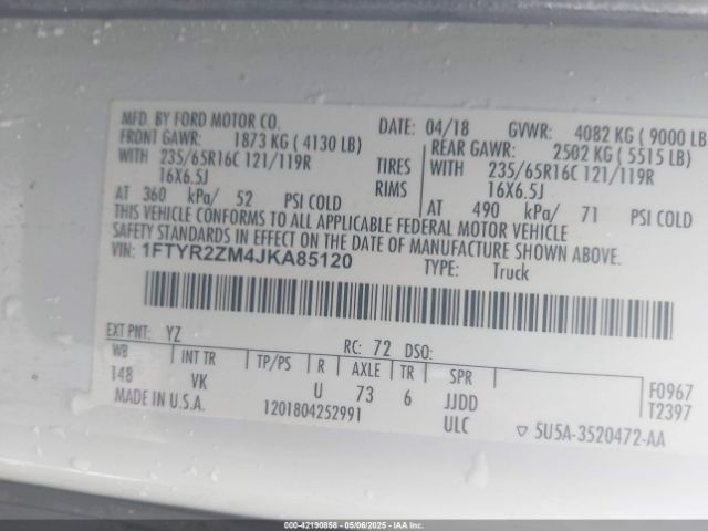 1FTYR2ZM4JKA85120 Ford Transit-250