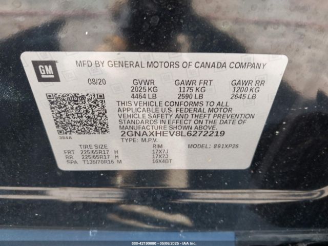 2GNAXHEV8L6272219 Chevrolet Equinox Fwd Ls